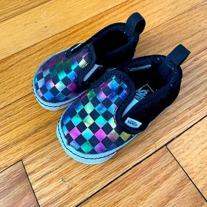 Baby Vans slip inside rainbow checkers size 3